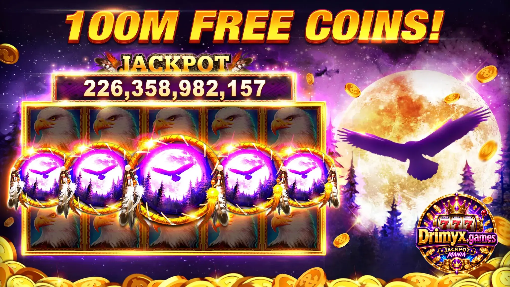 Jackpot Mania screenshot — free coins promo